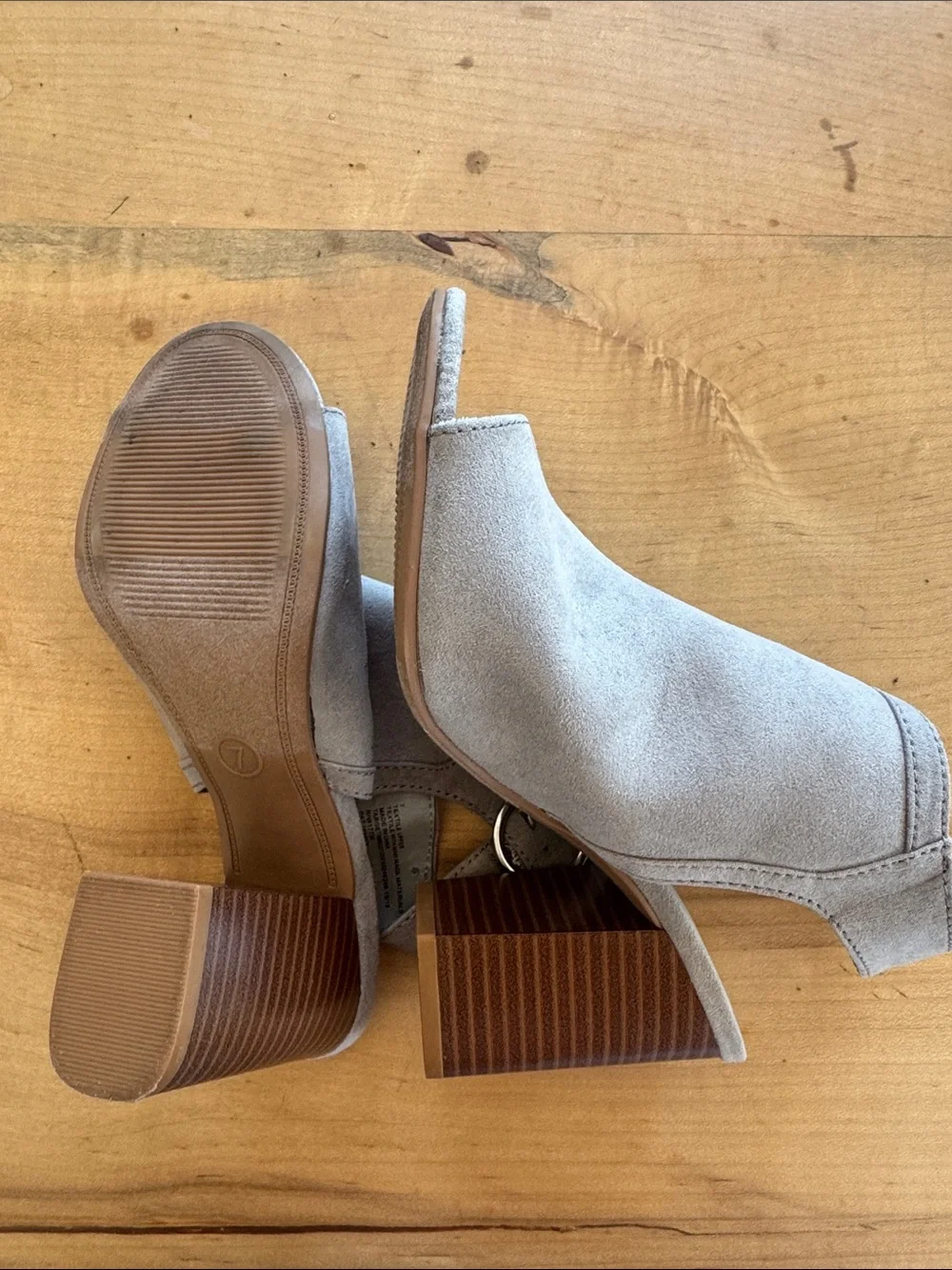 a new day Gray Open-Toe Suede Ankle Strap Sandals with Round Silver Buckle